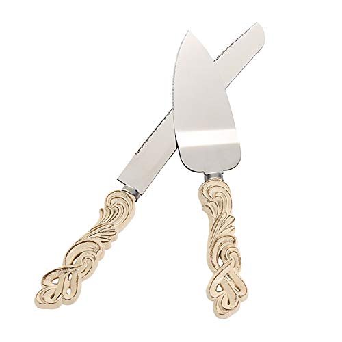 TANG SONG Vintage Style Wedding Cake Knife and Serving Set (Set of 2)