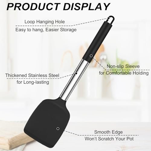 TeamFar Kitchen Utensils, 4 PCS Silicone Cooking Utensils Spatula Spoon Set