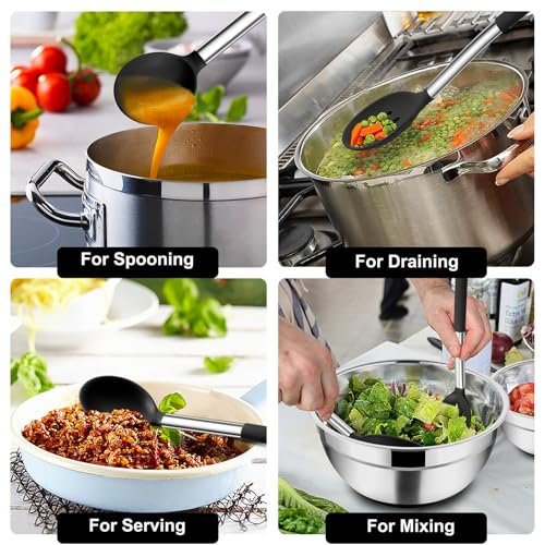 TeamFar Kitchen Utensils, 4 PCS Silicone Cooking Utensils Spatula Spoon Set