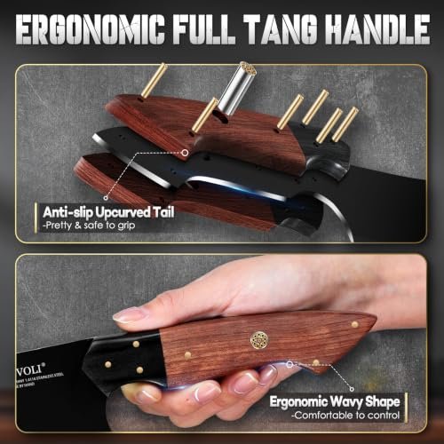 TIVOLI Meat Cleaver Knife 7 inch - Black Butcher Knife for Meat Cutting