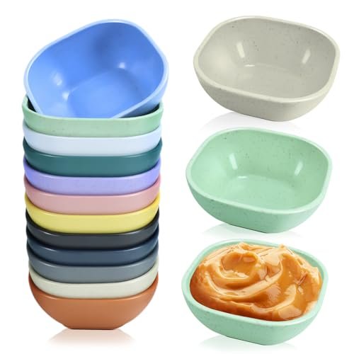 TKOnline 12 Pack 4.5 OZ Small Wheat Straw Dipping Bowls, Unbreakable Dessert and Side Dish Bowls for Ketchup, Nuts, Sauces, Dips, Condiments