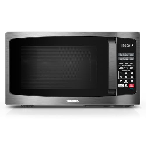 TOSHIBA Microwave Oven, 0.9 Cu.Ft, 900W, Black Stainless Steel