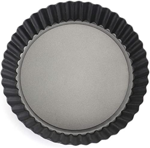 Tosnail 2 Pack Deep Tart Pan, 9.5" x 2" Quiche Pie Pan with Removable Loose Bottom, Fluted Baking Pan