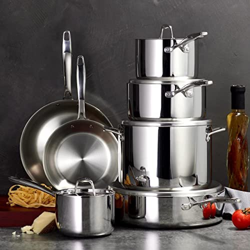 Tramontina Signature Tri-Ply Clad Stainless Steel 12-Pc Pots and Pans Set