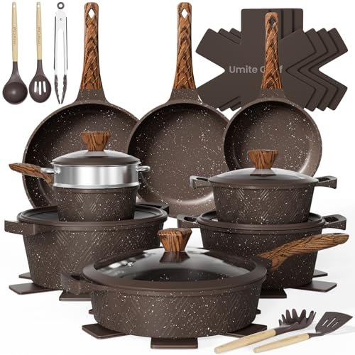 Umite Chef Pots and Pans Set Non Stick, 26pcs Nonstick Cookware Sets