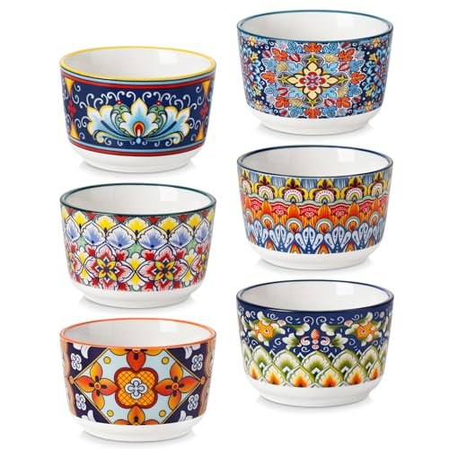 vancasso 6 Oz Ramekins Oven Safe Set of 6, Ceramic Baking Souffle Dishes