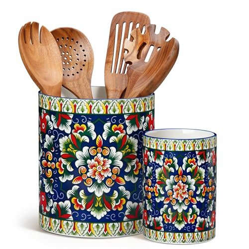 vancasso 7.3"+5.5" Utensil Holder, Porcelain Utensil Holder for Countertop