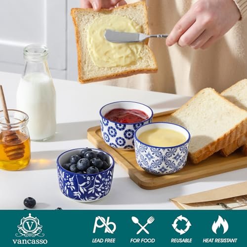 vancasso Selene 4 Oz Porcelain Ramekins Set of 6, Crème Brûlée Dessert Cups