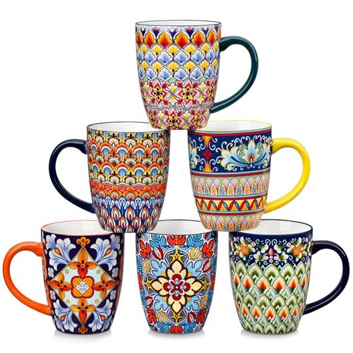 vancasso SIMI 16 oz Large Coffee Mugs Set of 6, Ceramic Cups with Handle
