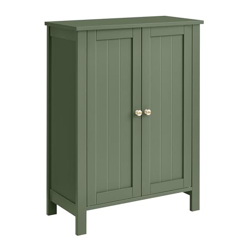 VASAGLE Bathroom Floor Storage Cabinet, 2 Adjustable Shelves, Forest Green