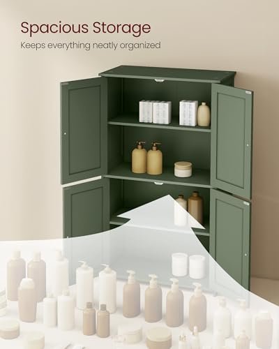 VASAGLE Floor Storage Cabinet, 2 Adjustable Shelves, 4 Doors,42.7" H