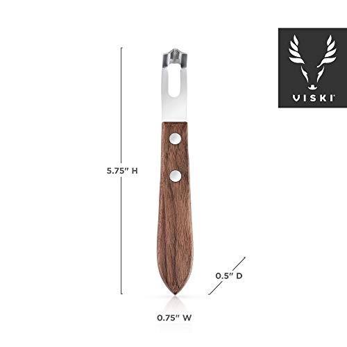 Viski Channel Knife, Citrus Zester and Orange Peeler Tool, Walnut Wood and Stainless Steel Bar Tool for Cocktail Garnishes, Perfect for Home Bars, Craft Cocktails and Bartender Gifts, Set of 1