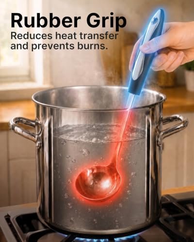 Zulay Kitchen Premium Soup Ladle - 12" Stainless Steel with Non-Slip Silicone Handle