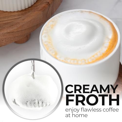 Zulay Kitchen Rechargeable Milk Frother Handheld - Frother Wand, Drink Mixer, Electric Whisk Frother, for Cappuccinos, Matcha & Protein Powder - Dynamic 3 Whisk, 3 Speed 500mAh Black